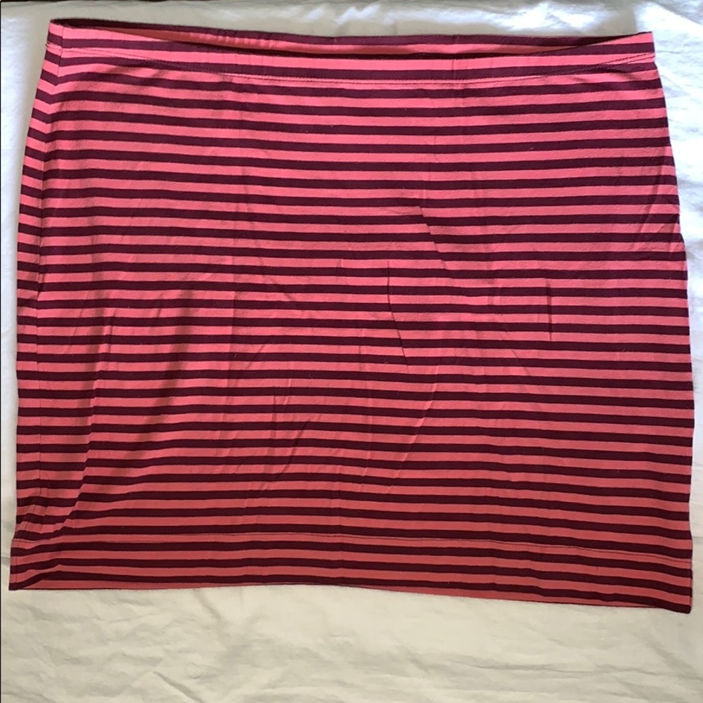 H&M Cotton Mini Skirt - Maroon & Pink Stripe - L